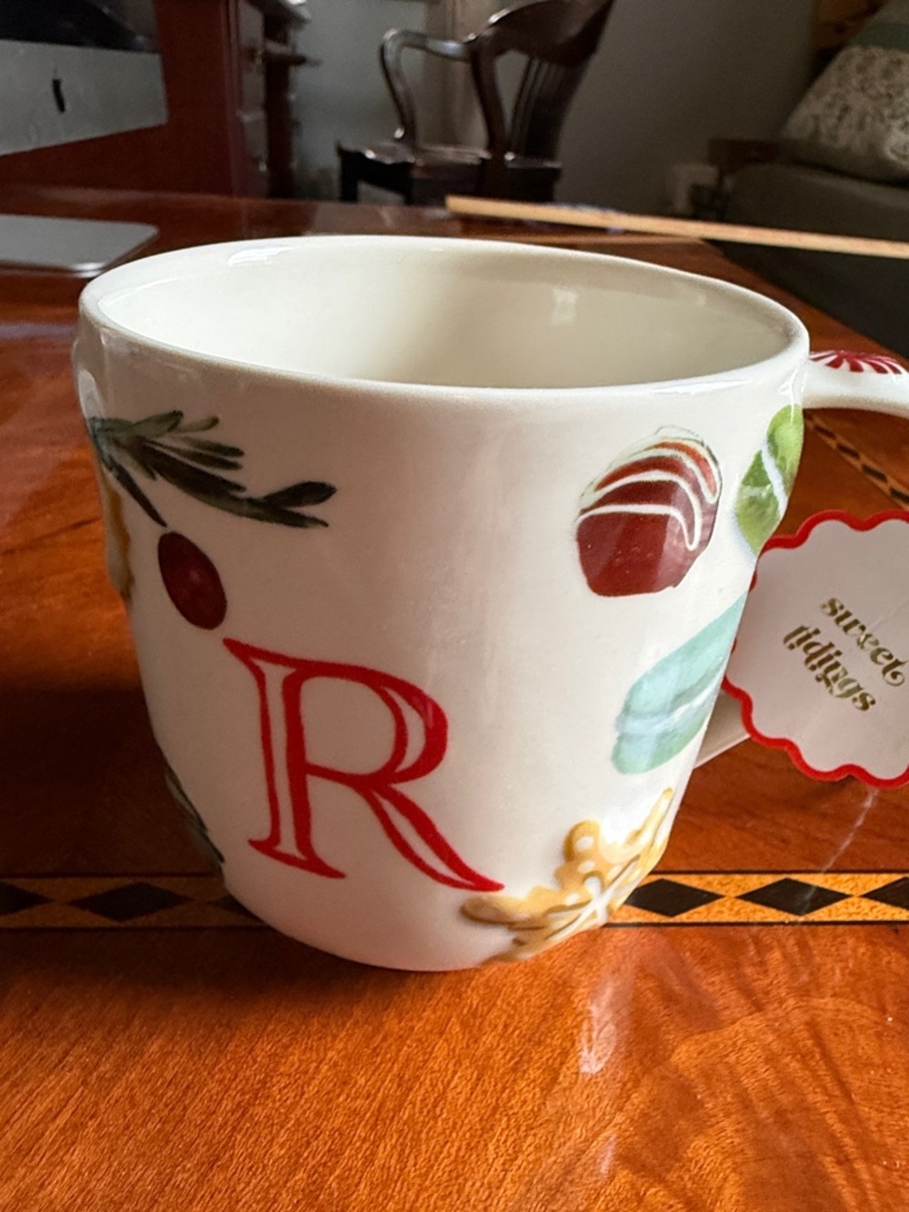 Monogram R Holiday Ceramic Mug